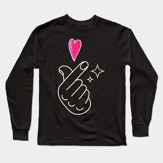 Korean finger heart Long Sleeve T-Shirt by tatadonets